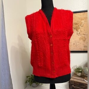 Women’s red button up sweater vest